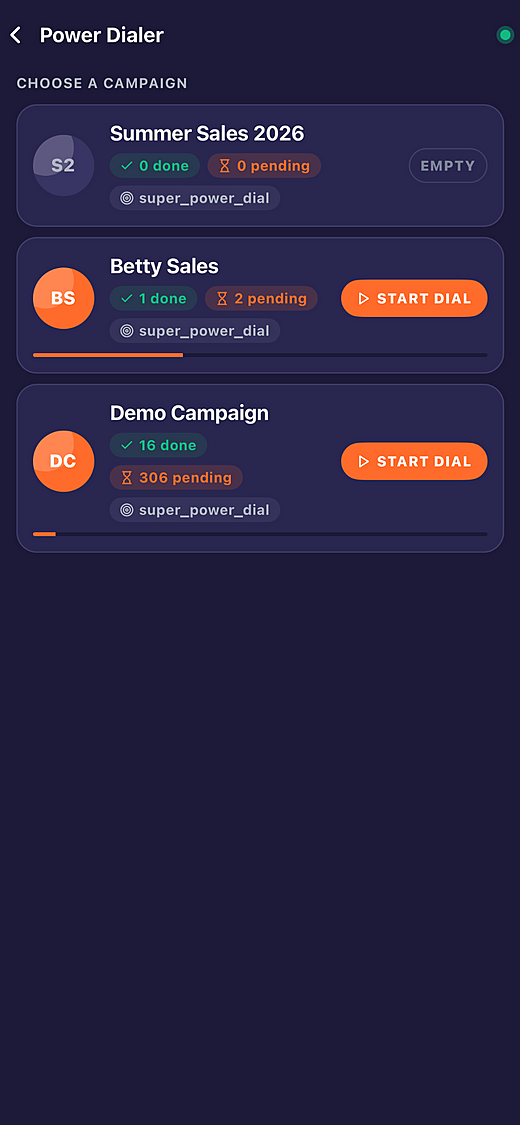 CRMLink power dialer active call